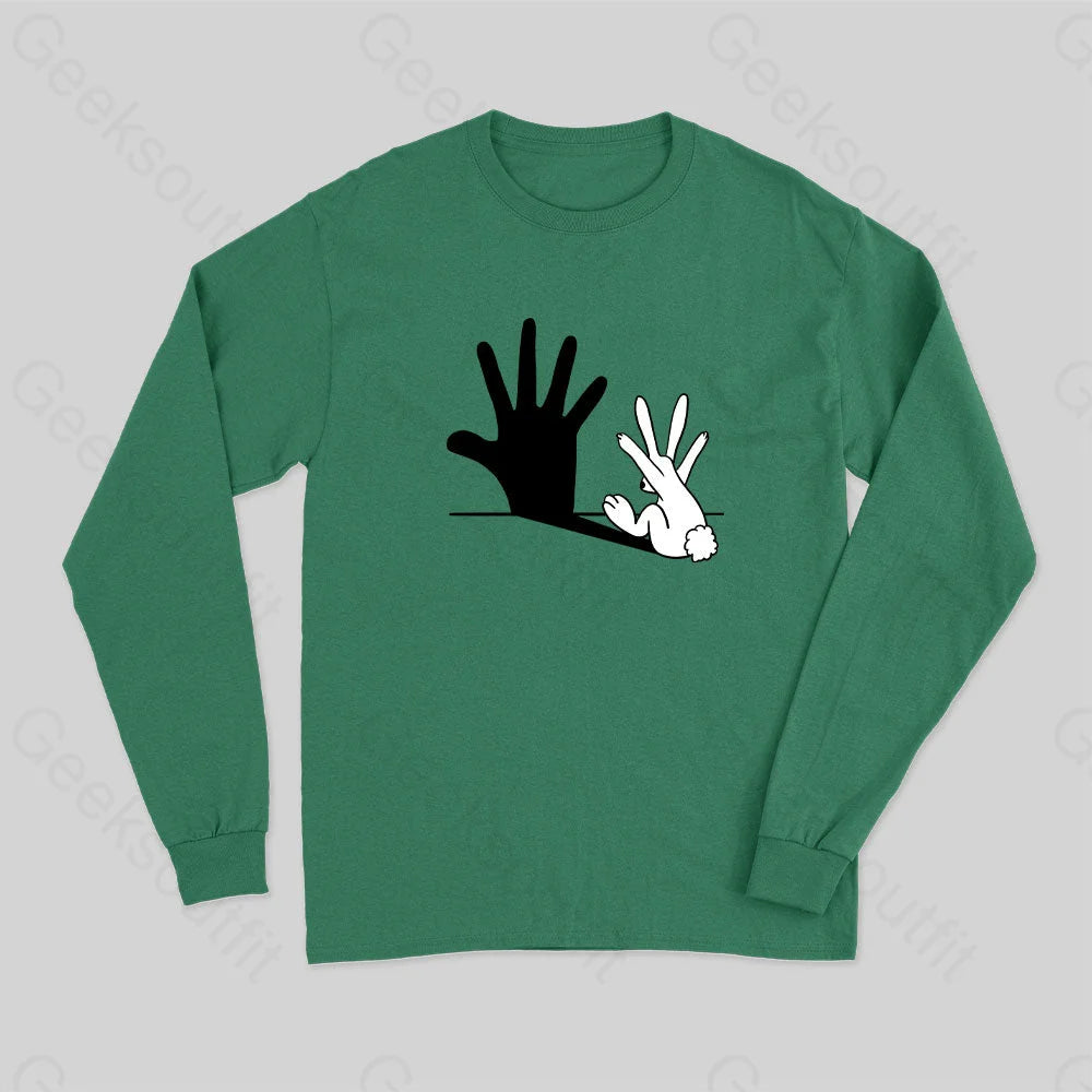 Rabbit Hand Shadow Funny T-Shirt Green / S