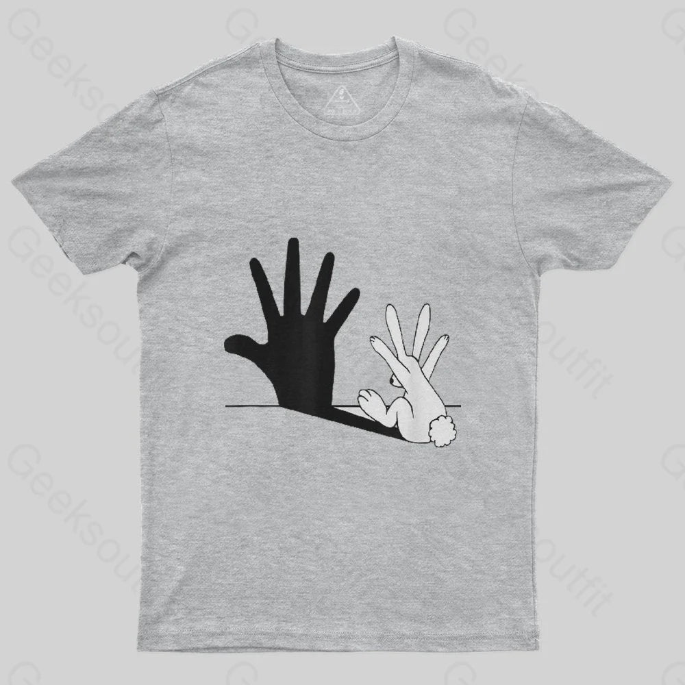 Rabbit Hand Shadow Funny T-Shirt - Geeksoutfit