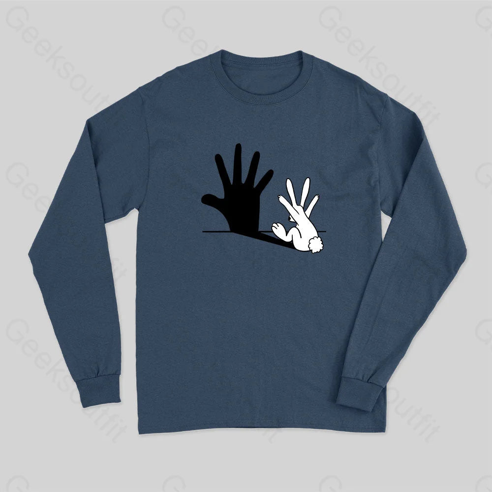 Rabbit Hand Shadow Funny T-Shirt Navy / S