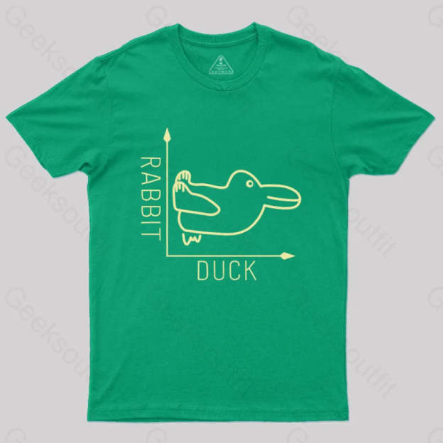 Rabbit Or Duck Funny Geek T-Shirt Green / S