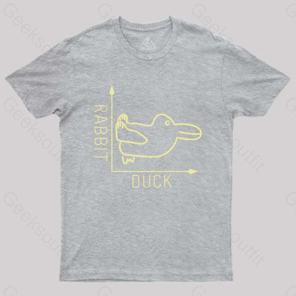 Rabbit Or Duck Funny Geek T-Shirt Grey / S