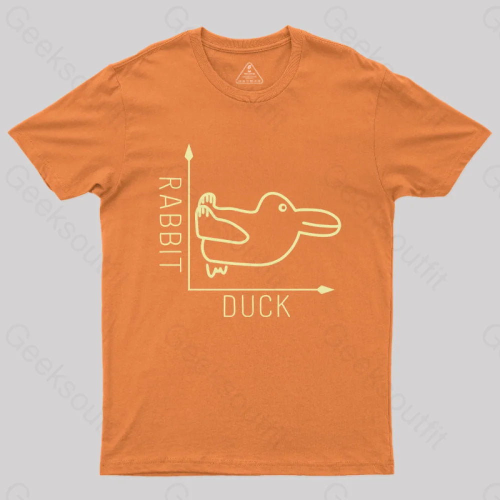Rabbit Or Duck Funny Geek T-Shirt Orange / S
