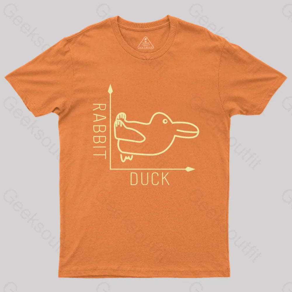 Rabbit Or Duck Funny Geek T-Shirt Orange / S