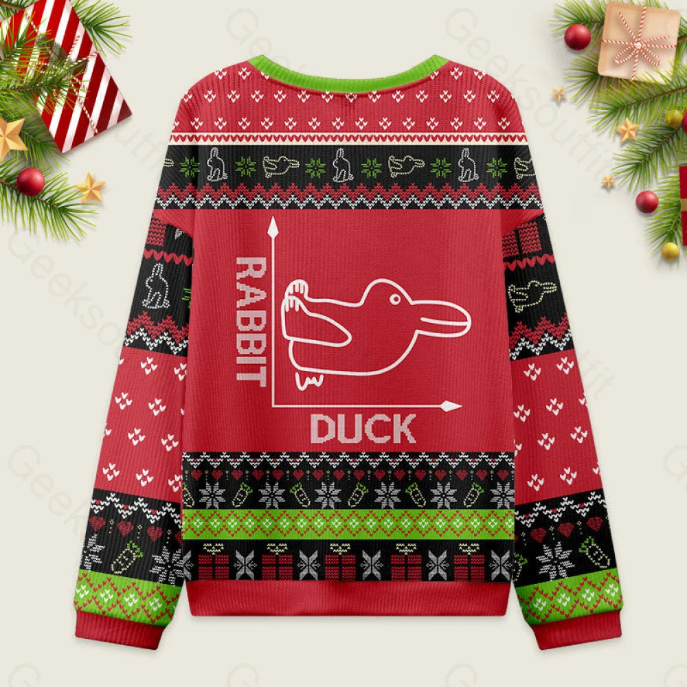 Rabbit Or Duck Funny Red Ugly Christmas Sweater