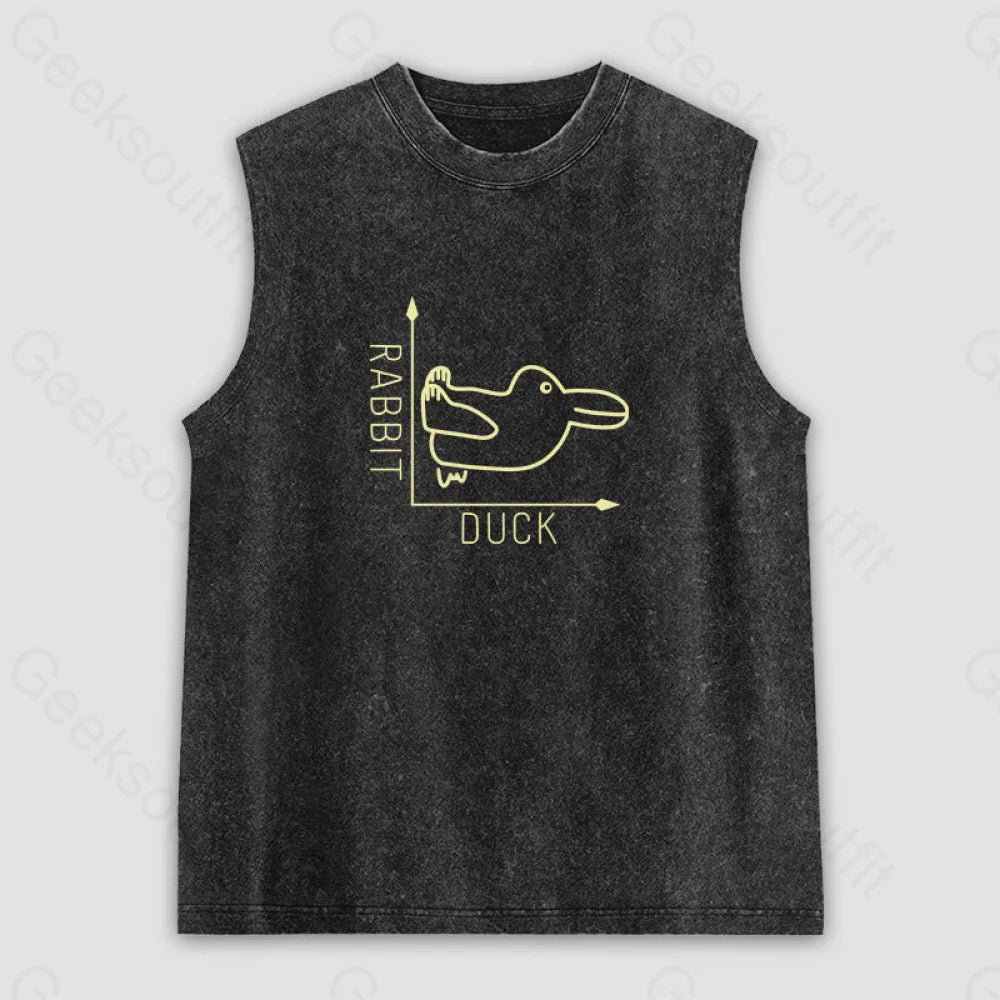 Rabbit Or Duck Unisex Washed Tank Black / S