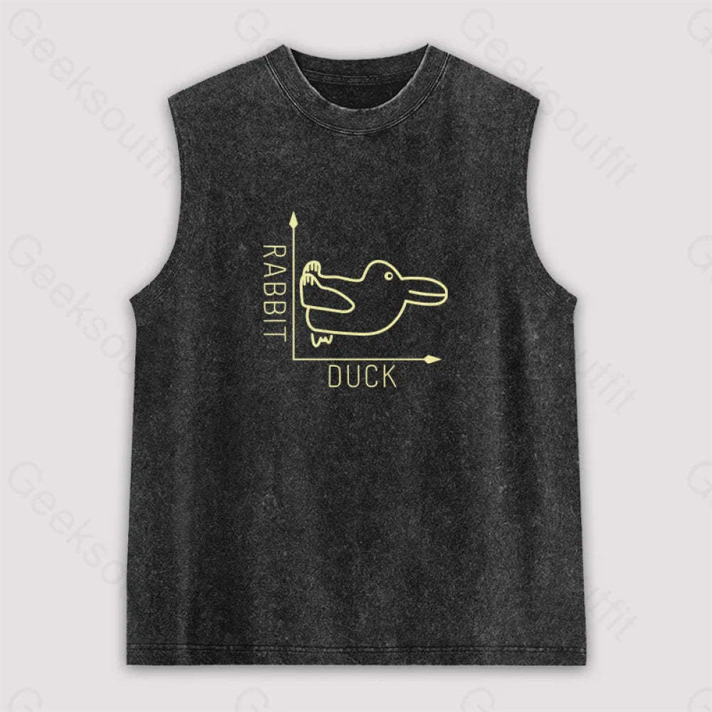 Rabbit Or Duck Unisex Washed Tank Black / S