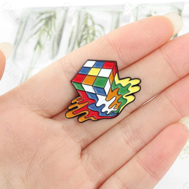 Rainbow Abstraction Melted Cube Enamel Pins - Geeksoutfit