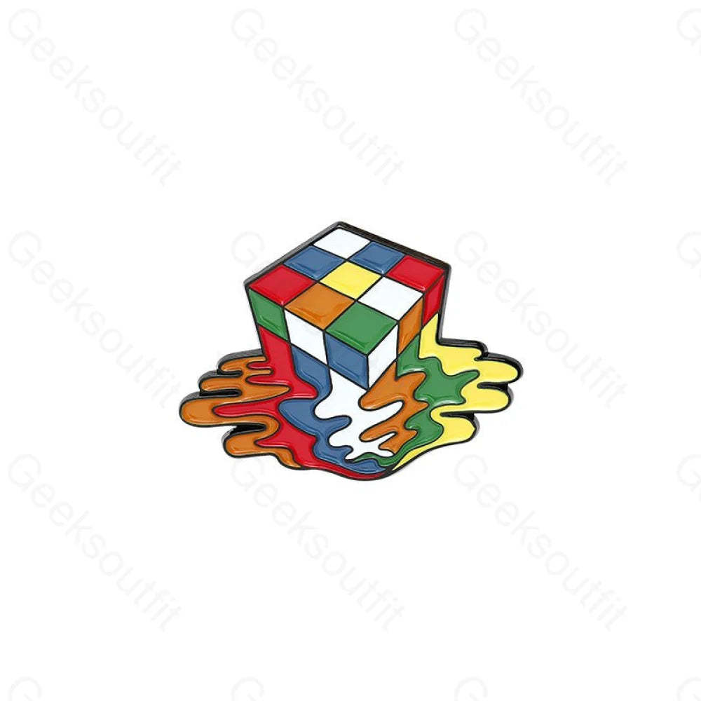 Rainbow Abstraction Melted Cube Enamel Pins - Geeksoutfit