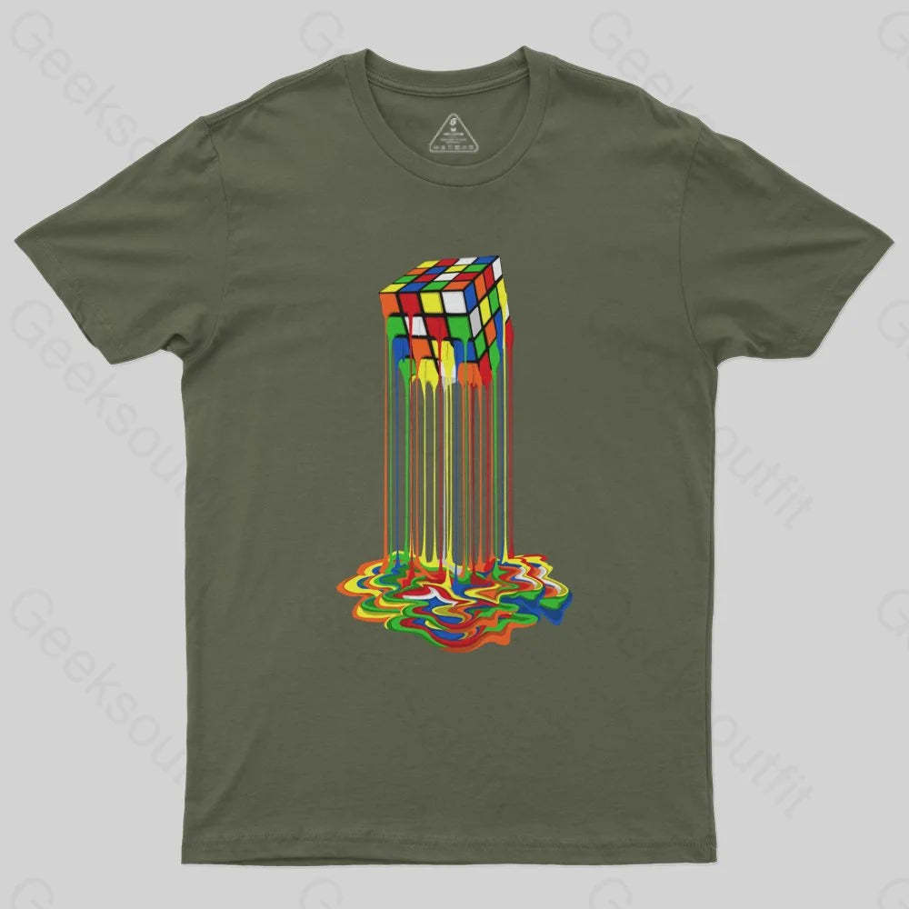Rainbow Abstraction melted rubix cube T-Shirt - Geeksoutfit