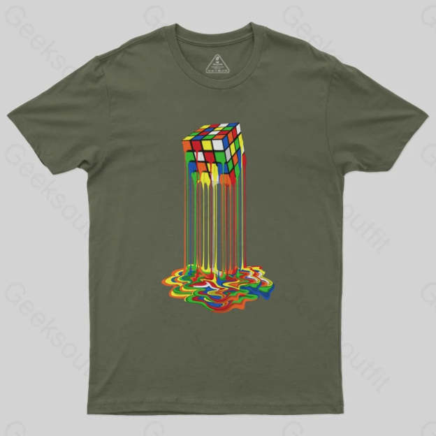 Rainbow Abstraction melted rubix cube T-Shirt - Geeksoutfit