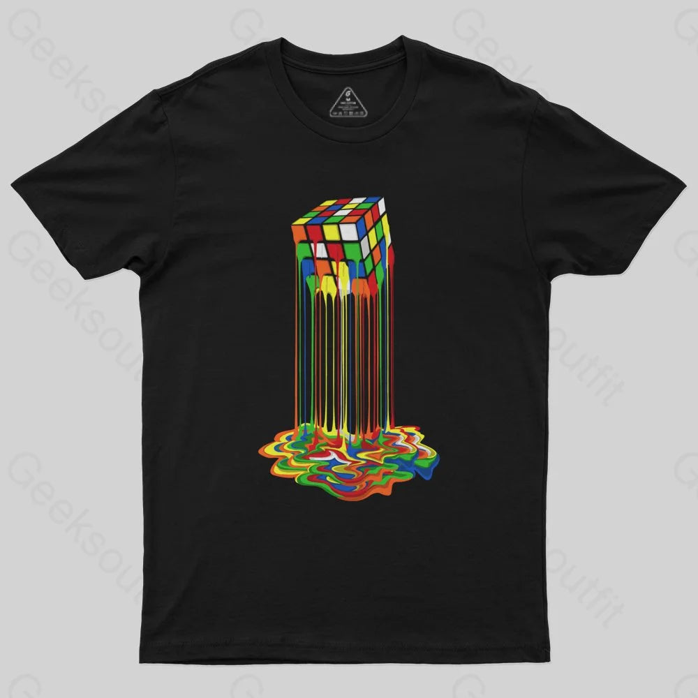 Rainbow Abstraction melted rubix cube T-Shirt - Geeksoutfit