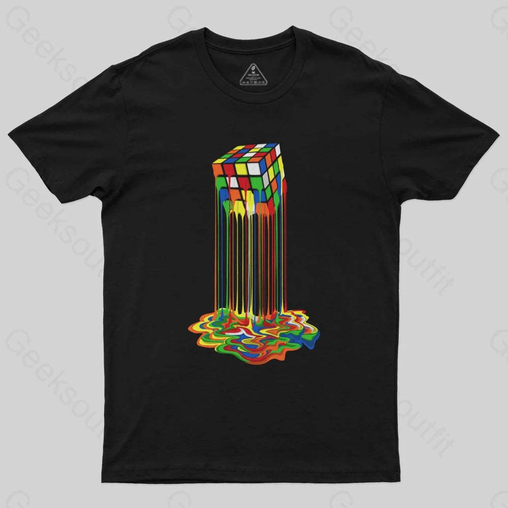 Rainbow Abstraction melted rubix cube T-Shirt - Geeksoutfit