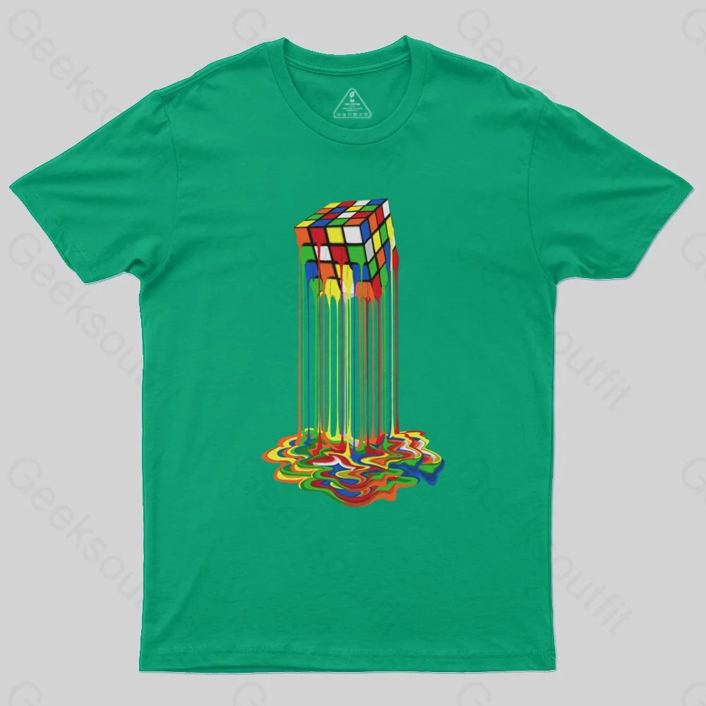 Rainbow Abstraction melted rubix cube T-Shirt - Geeksoutfit