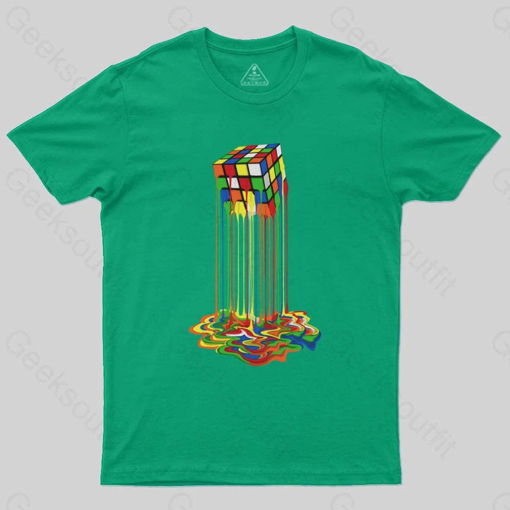 Rainbow Abstraction melted rubix cube T-Shirt - Geeksoutfit