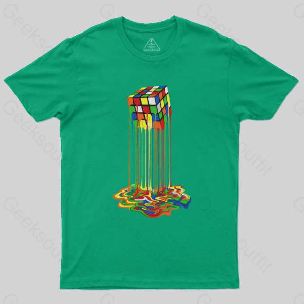Rainbow Abstraction melted rubix cube T-Shirt - Geeksoutfit