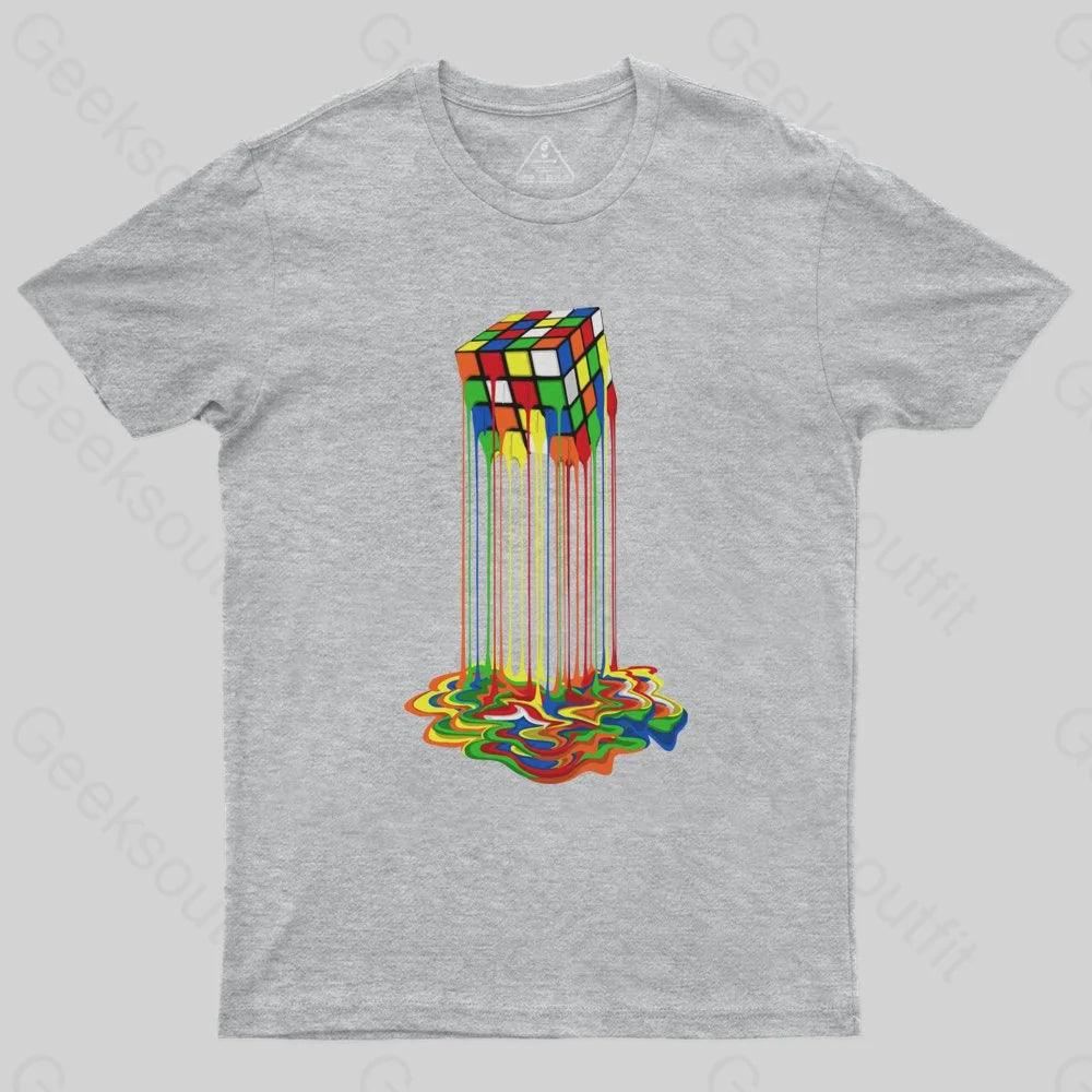 Rainbow Abstraction melted rubix cube T-Shirt - Geeksoutfit