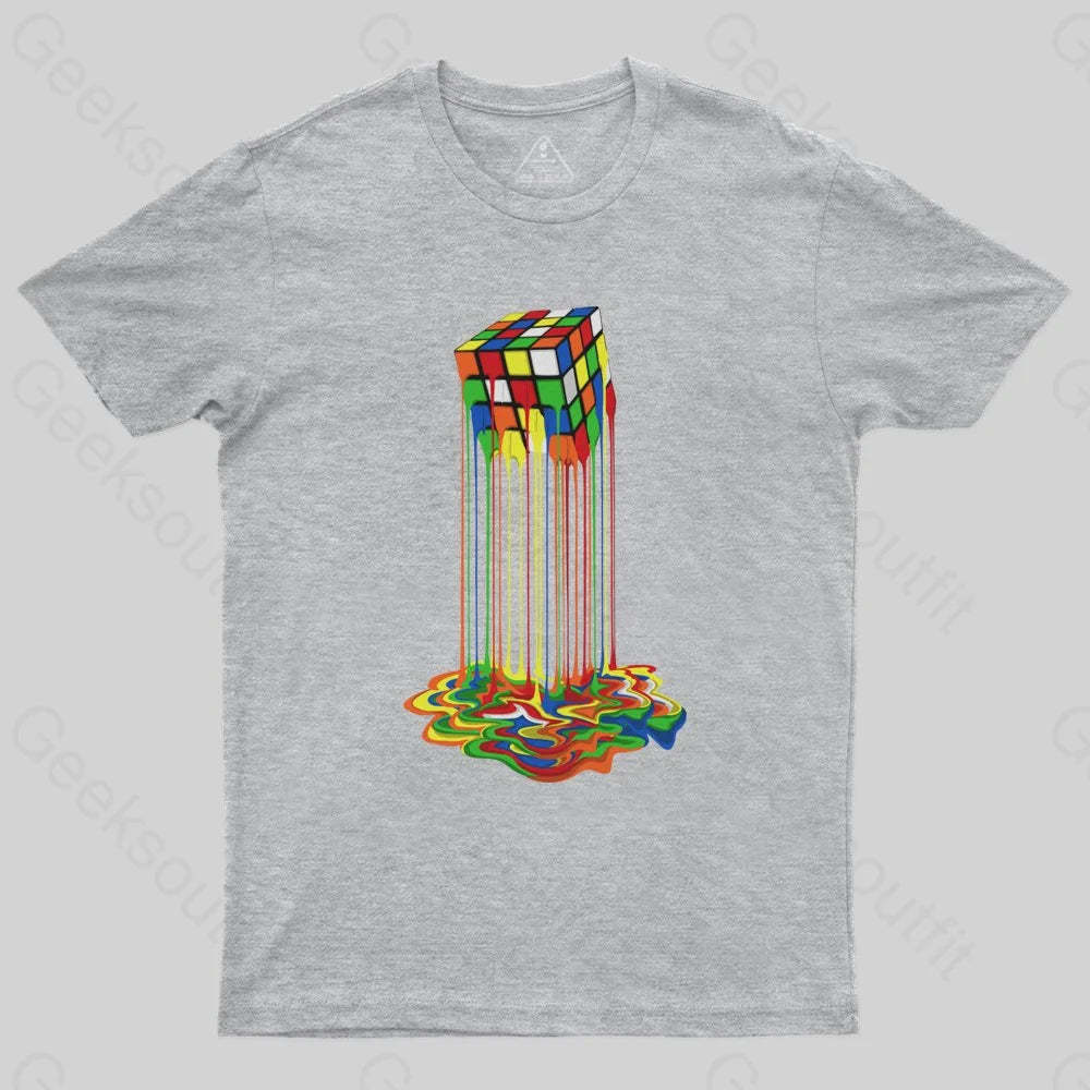 Rainbow Abstraction melted rubix cube T-Shirt - Geeksoutfit