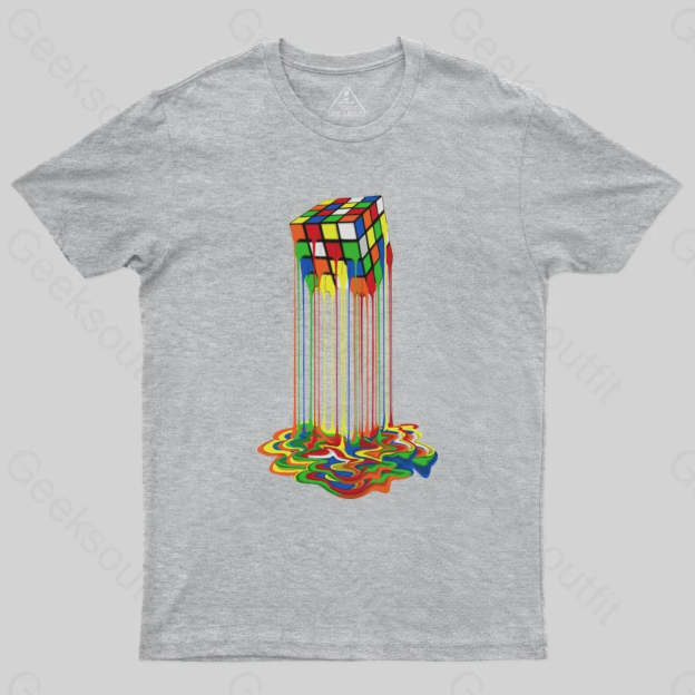 Rainbow Abstraction melted rubix cube T-Shirt - Geeksoutfit