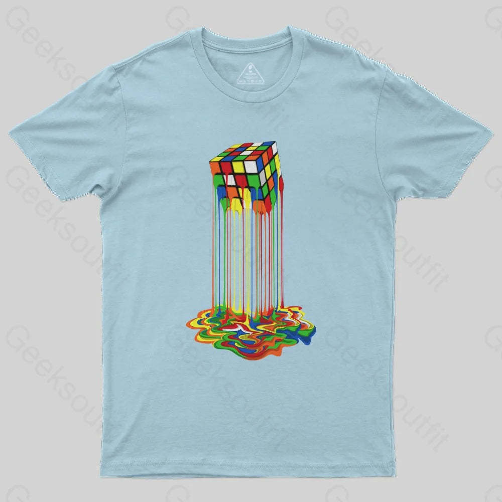 Rainbow Abstraction melted rubix cube T-Shirt - Geeksoutfit