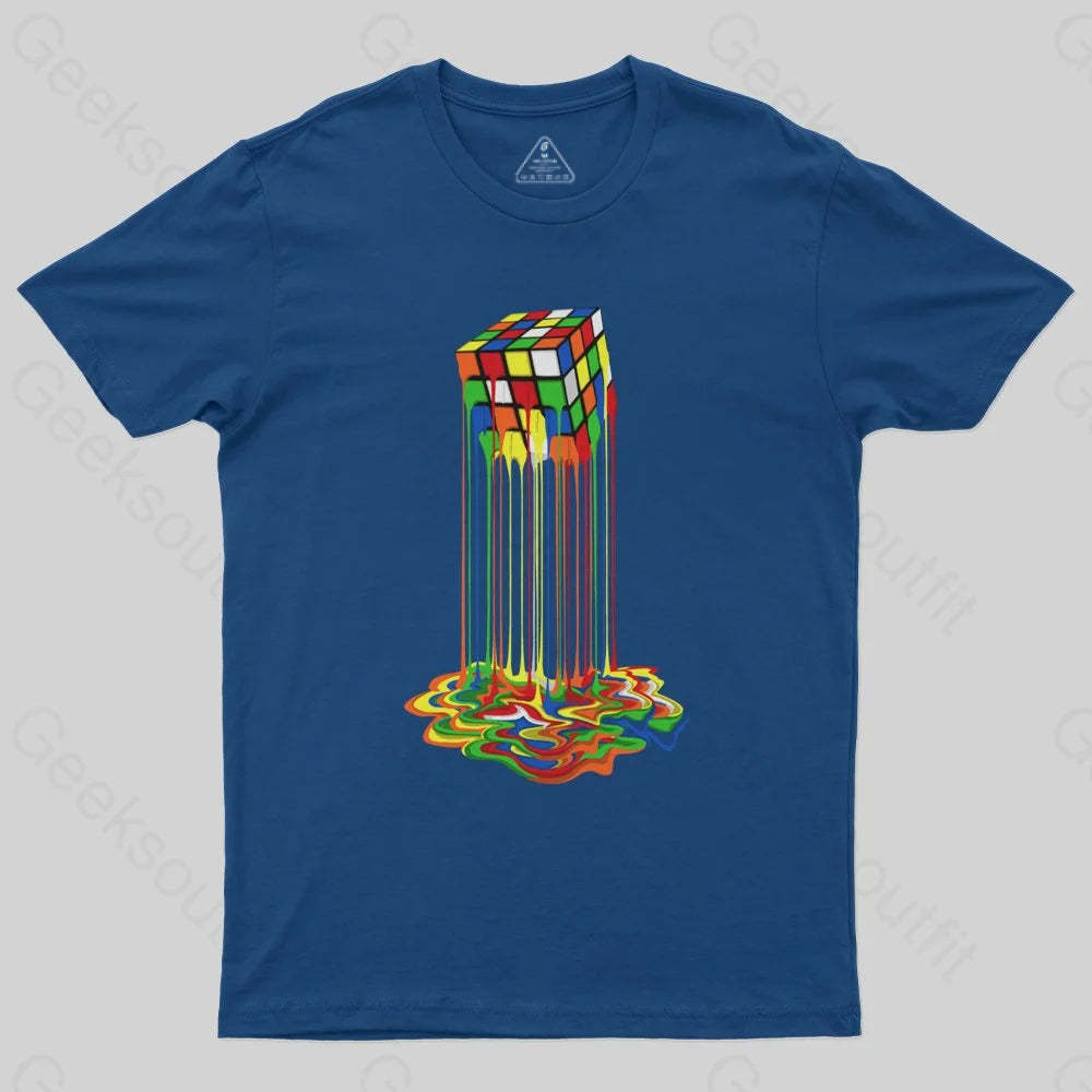Rainbow Abstraction melted rubix cube T-Shirt - Geeksoutfit