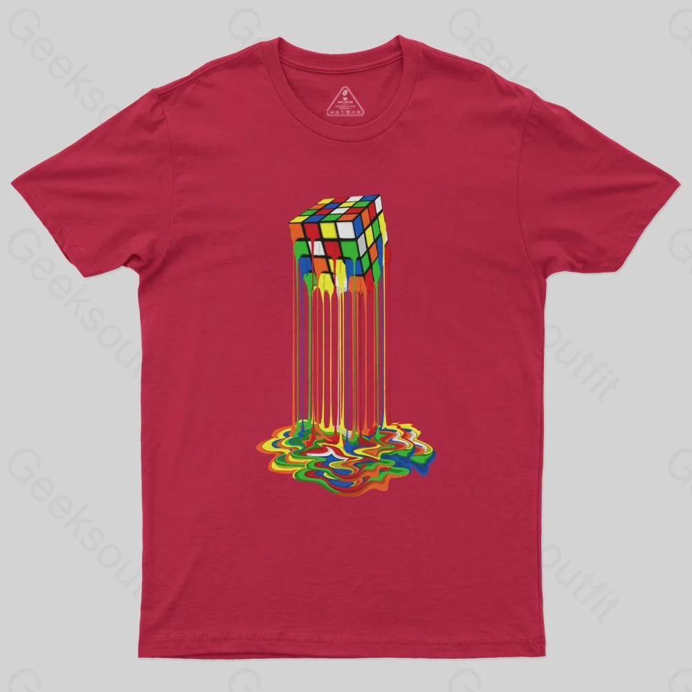 Rainbow Abstraction melted rubix cube T-Shirt - Geeksoutfit