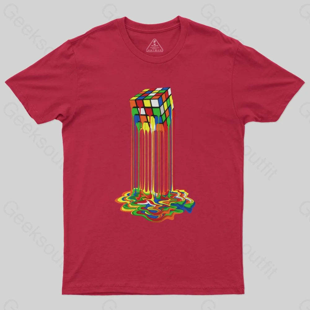 Rainbow Abstraction melted rubix cube T-Shirt - Geeksoutfit
