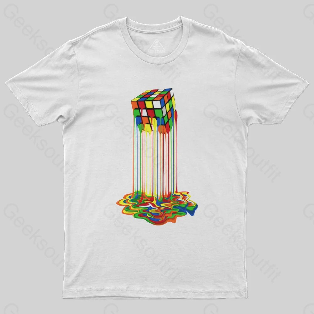 Rainbow Abstraction melted rubix cube T-Shirt - Geeksoutfit