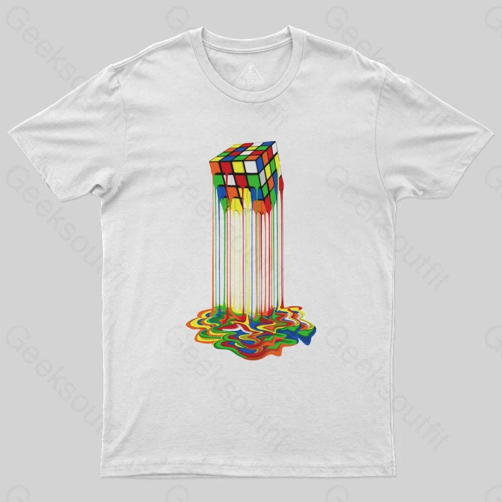 Rainbow Abstraction melted rubix cube T-Shirt - Geeksoutfit
