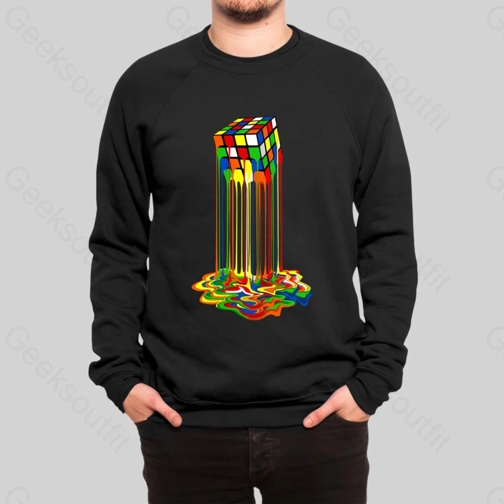 Rainbow Abstraction Melted Rubix Cube Sweatshirt - Geeksoutfit