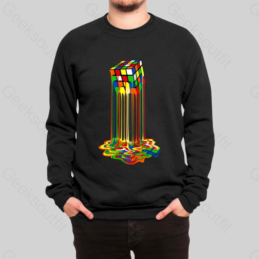 Rainbow Abstraction Melted Rubix Cube Sweatshirt - Geeksoutfit