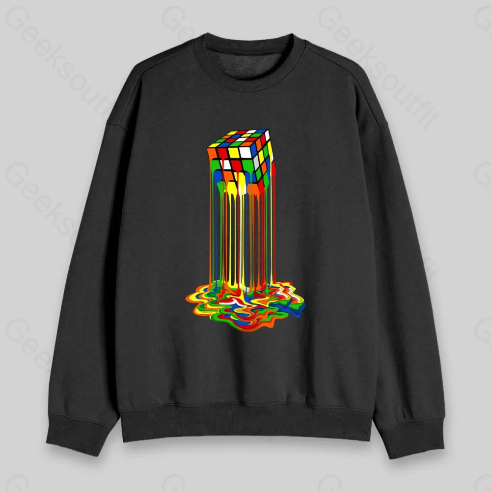 Rainbow Abstraction Melted Rubix Cube Sweatshirt - Geeksoutfit
