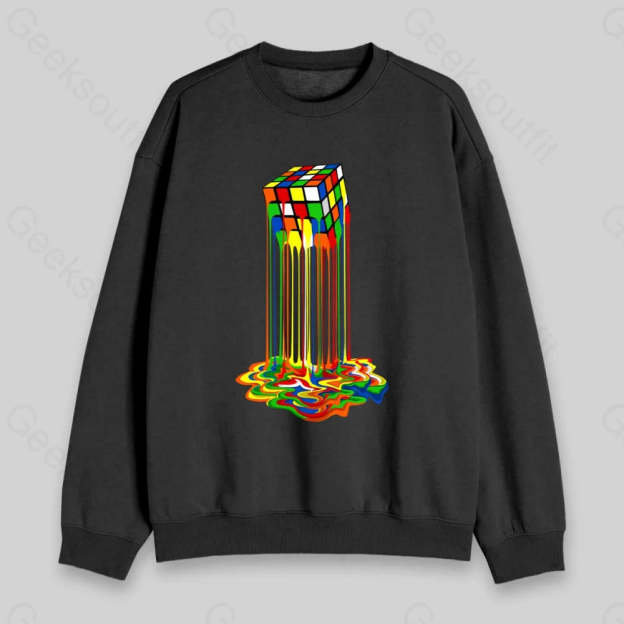 Rainbow Abstraction Melted Rubix Cube Sweatshirt - Geeksoutfit