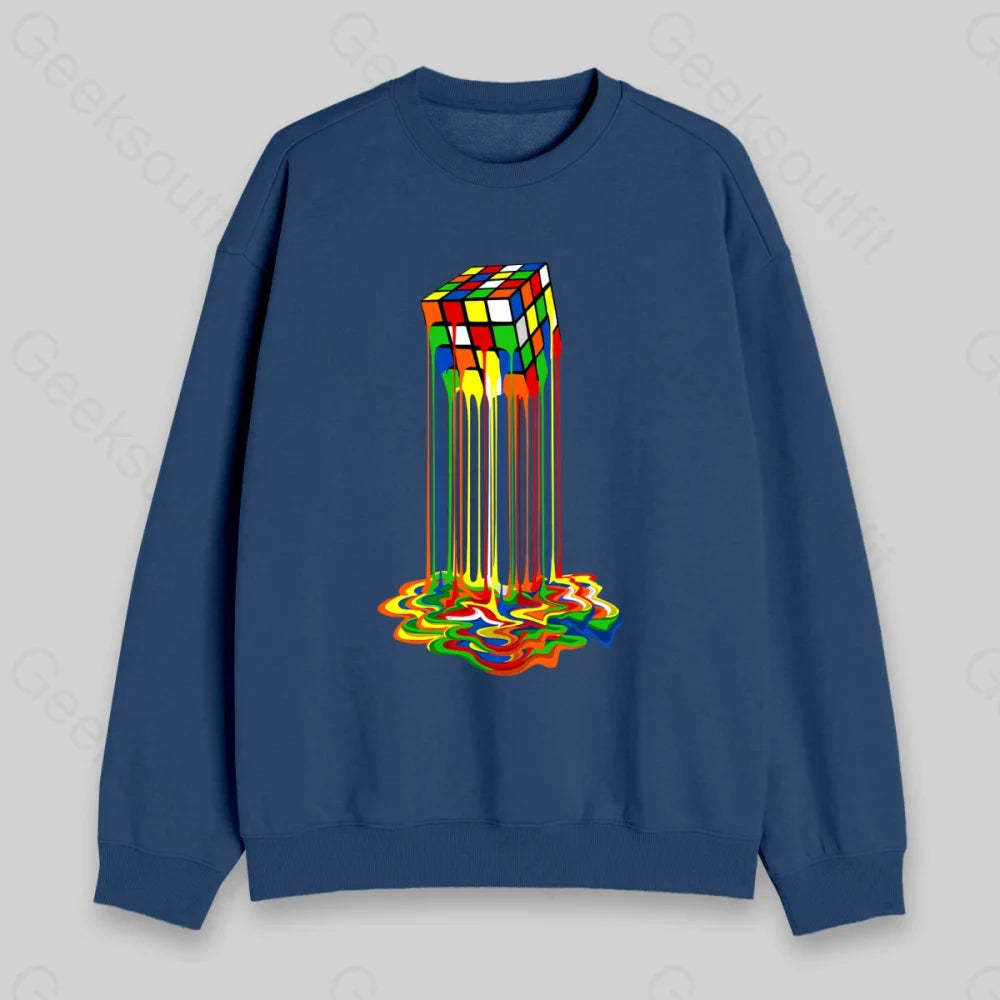 Rainbow Abstraction Melted Rubix Cube Sweatshirt - Geeksoutfit