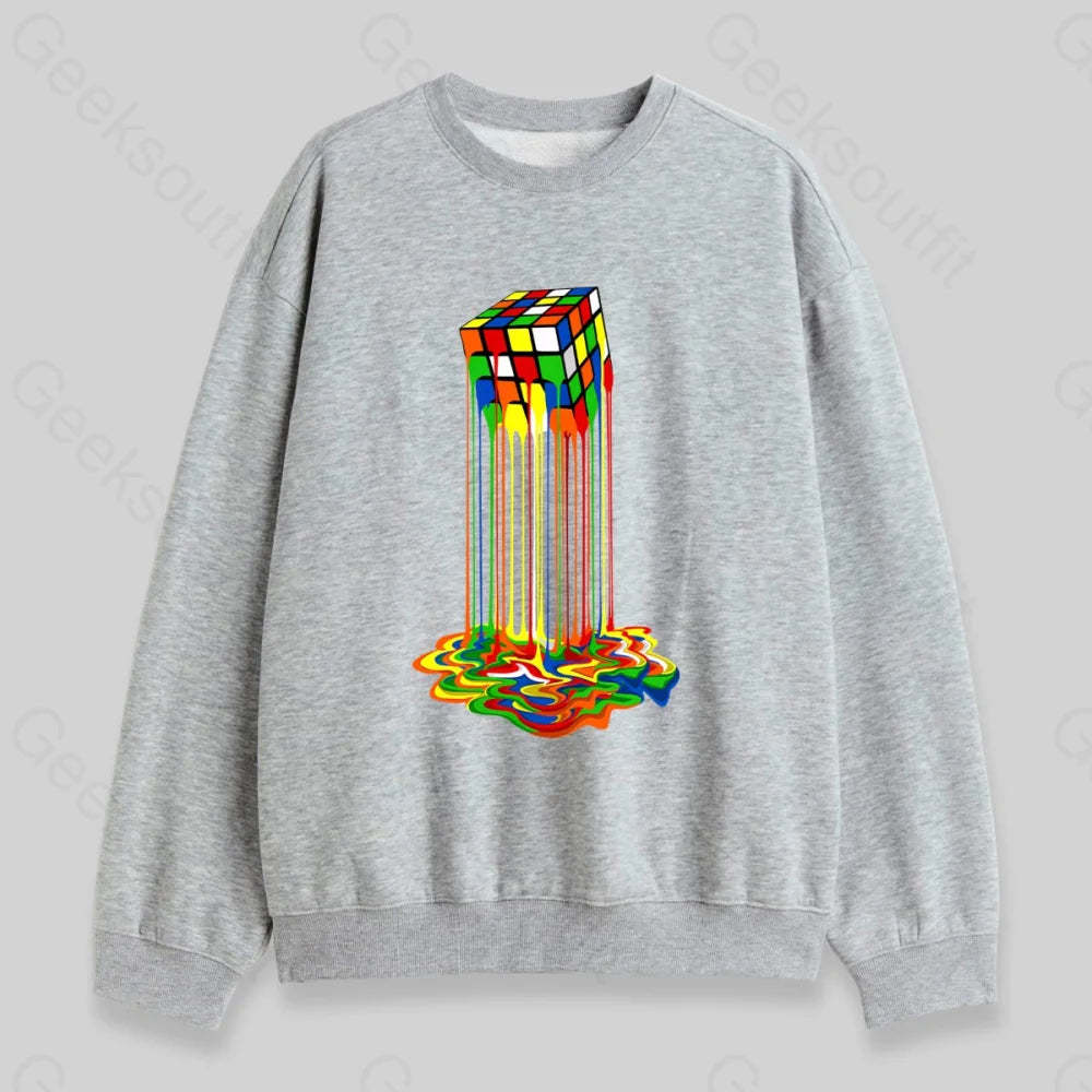 Rainbow Abstraction Melted Rubix Cube Sweatshirt - Geeksoutfit