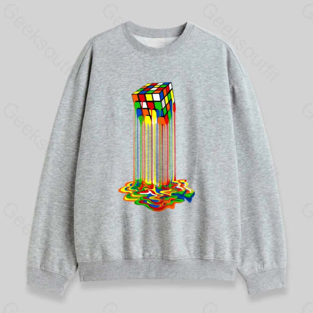 Rainbow Abstraction Melted Rubix Cube Sweatshirt - Geeksoutfit