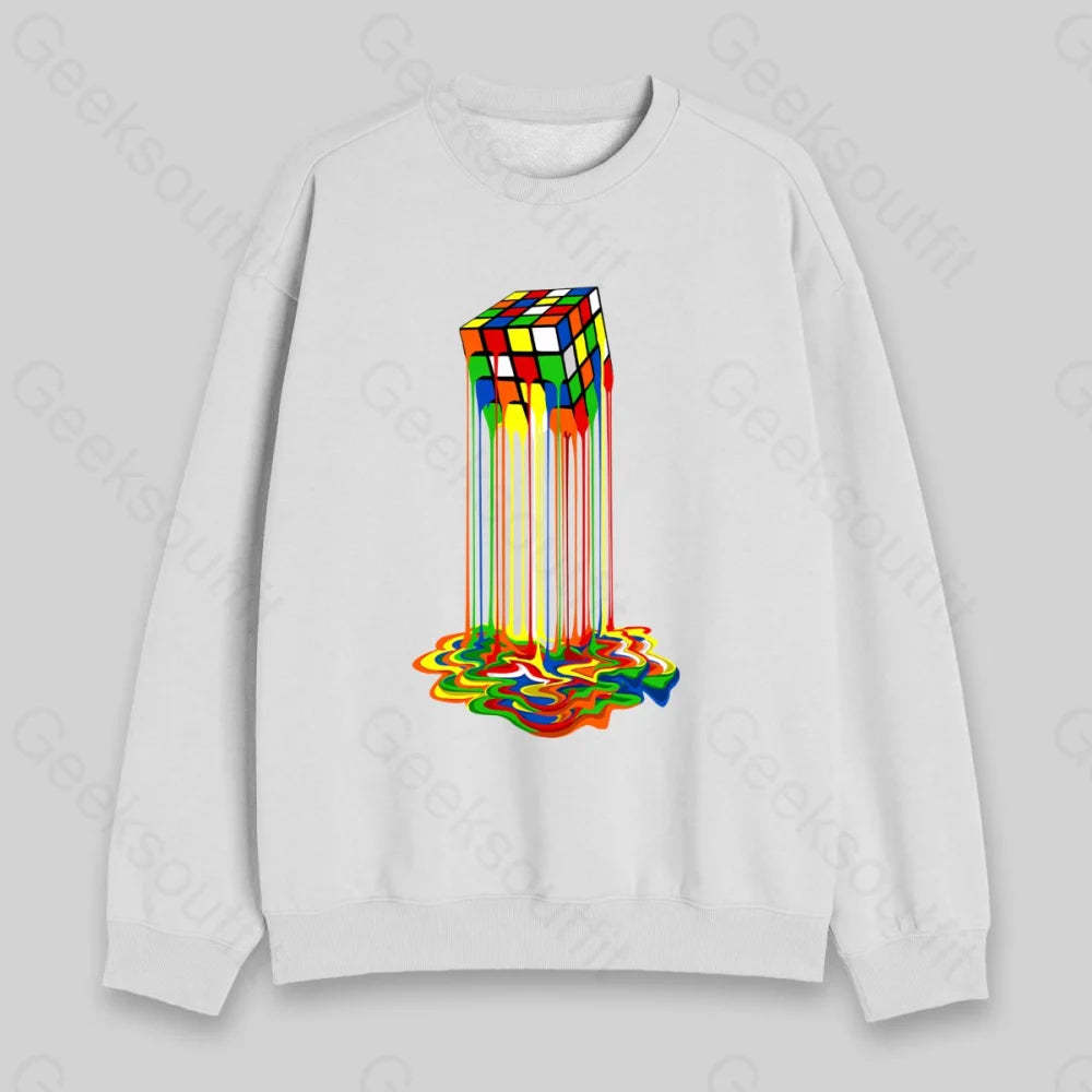 Rainbow Abstraction Melted Rubix Cube Sweatshirt - Geeksoutfit