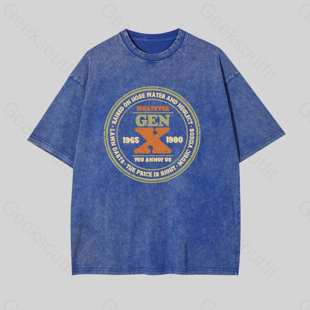 Raised On Hose Water And Neglect Geek Washed T-Shirt Blue / S