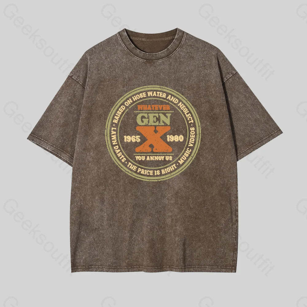Raised On Hose Water And Neglect Geek Washed T-Shirt Coffee / S