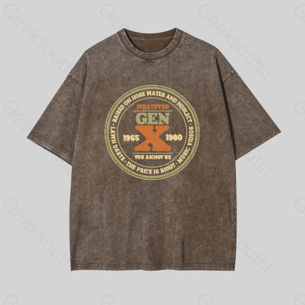 Raised On Hose Water And Neglect Geek Washed T-Shirt Coffee / S