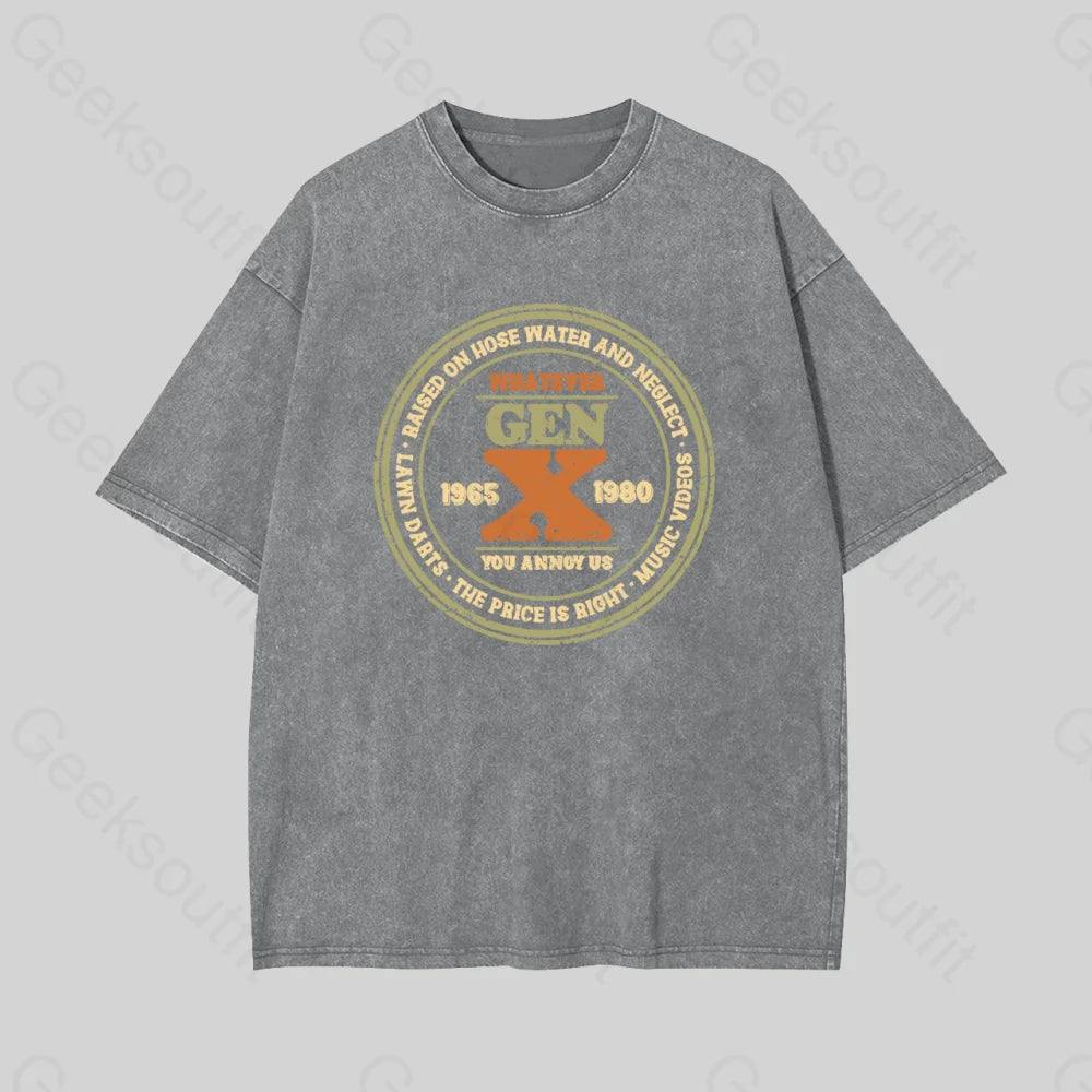 Raised On Hose Water And Neglect Geek Washed T-Shirt Grey / S