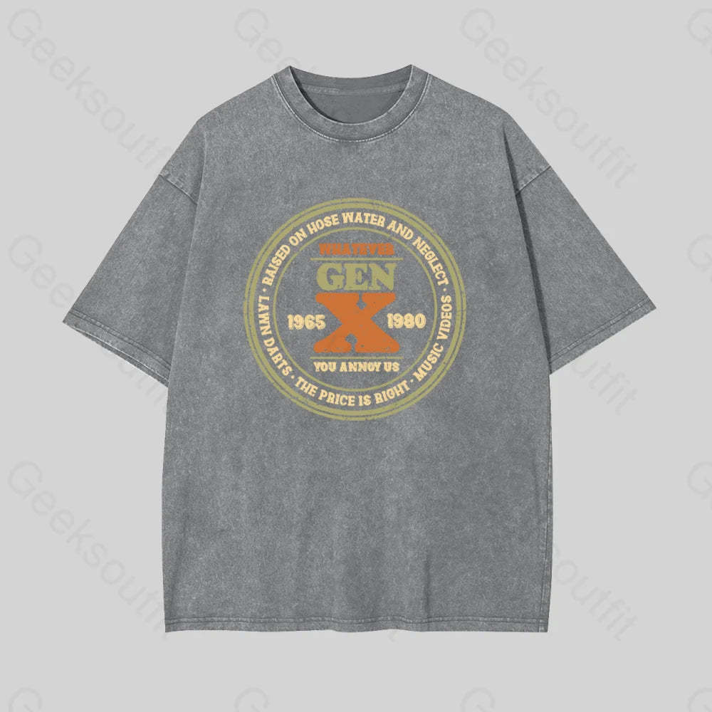 Raised On Hose Water And Neglect Geek Washed T-Shirt Grey / S