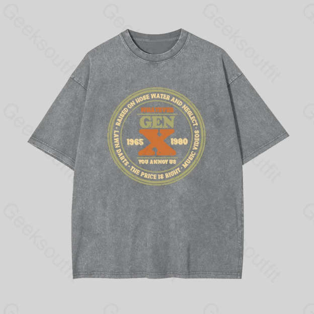 Raised On Hose Water And Neglect Geek Washed T-Shirt Grey / S