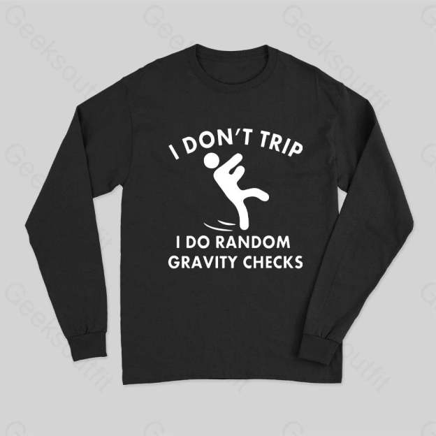 Random Gravity Checks Funny Long Sleeve T-Shirt Black / S