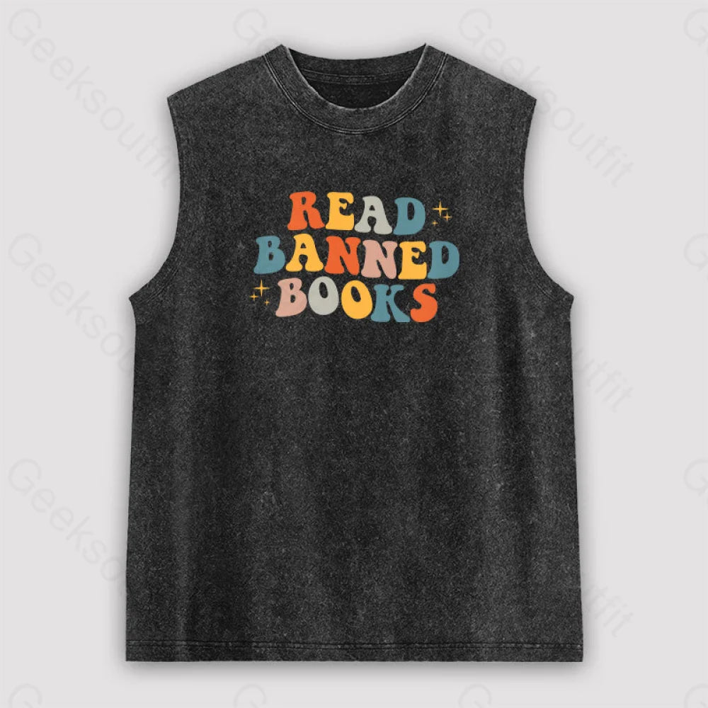 Read Banned Books Unisex Washed Tank Black / S