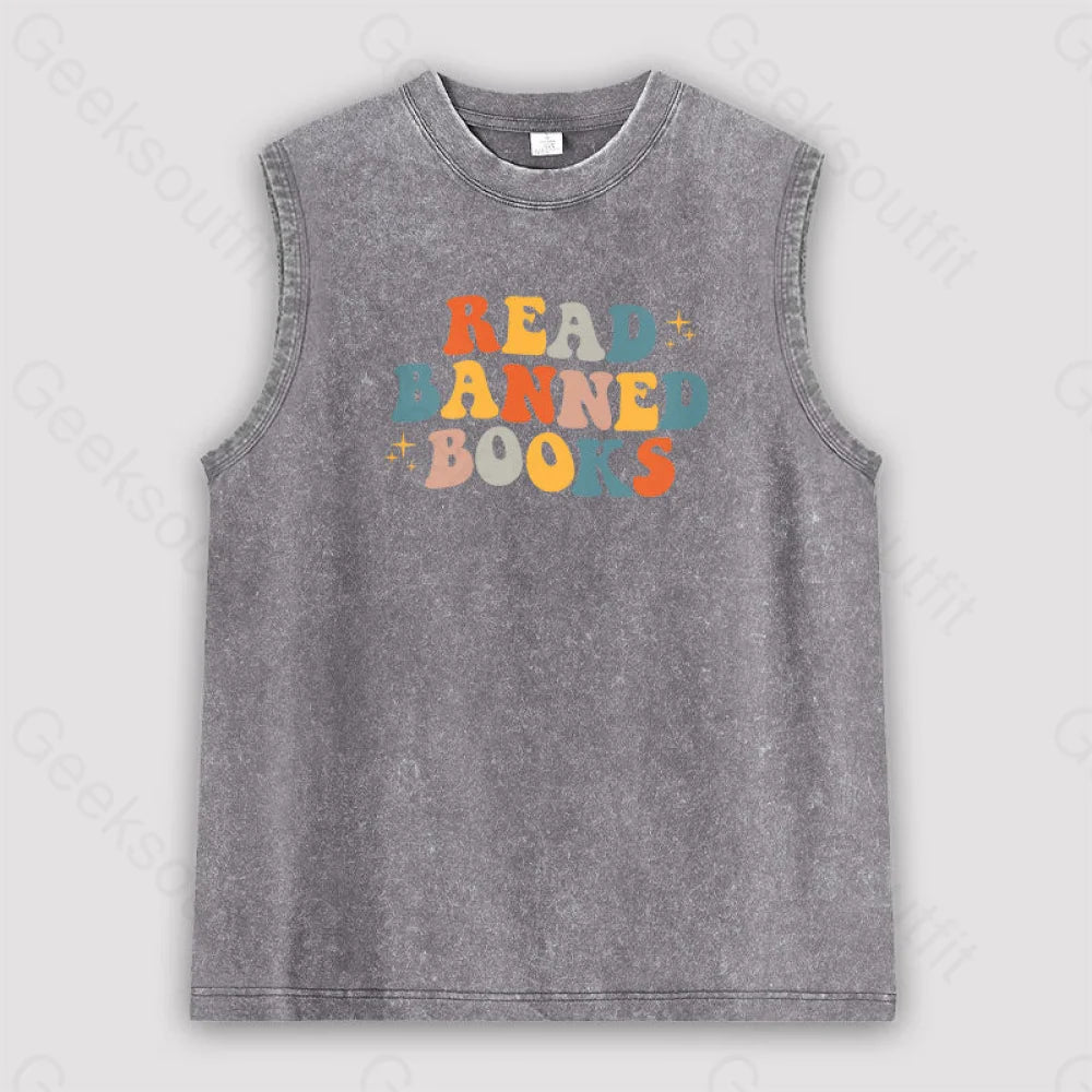 Read Banned Books Unisex Washed Tank Grey / S