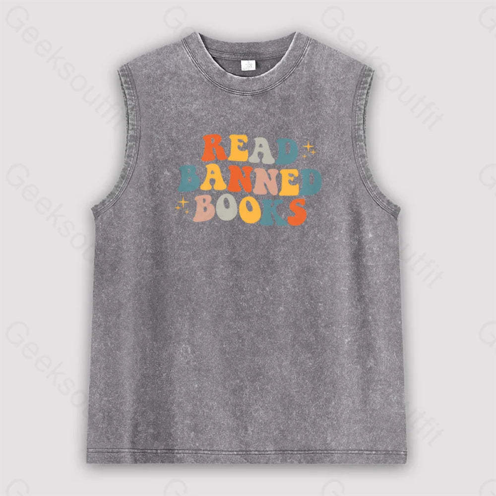 Read Banned Books Unisex Washed Tank Grey / S