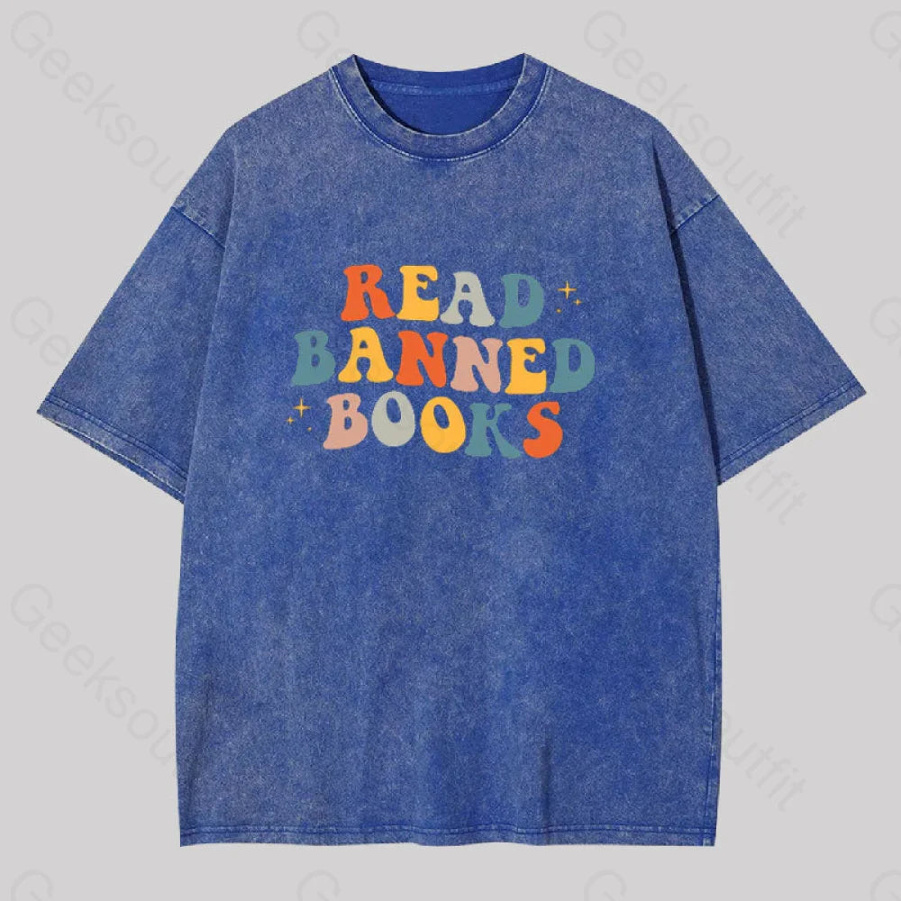 Read Banned Books Washed T-Shirt Blue / S