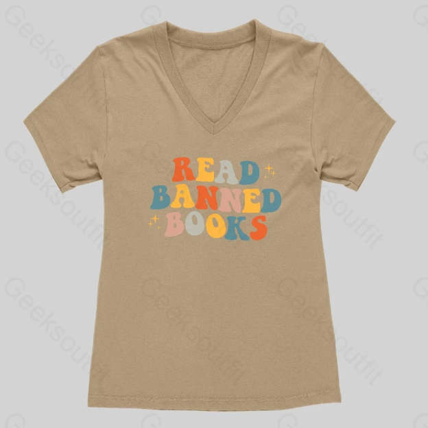 READ BANNED BOOKS Women's V-Neck T-shirt - Geeksoutfit