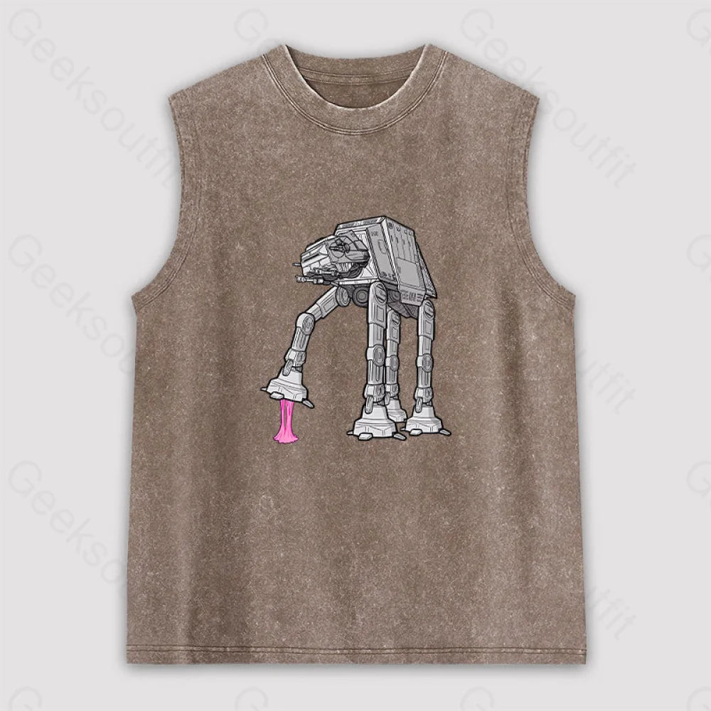 Rebel Gum! Unisex Washed Tank Brown / S