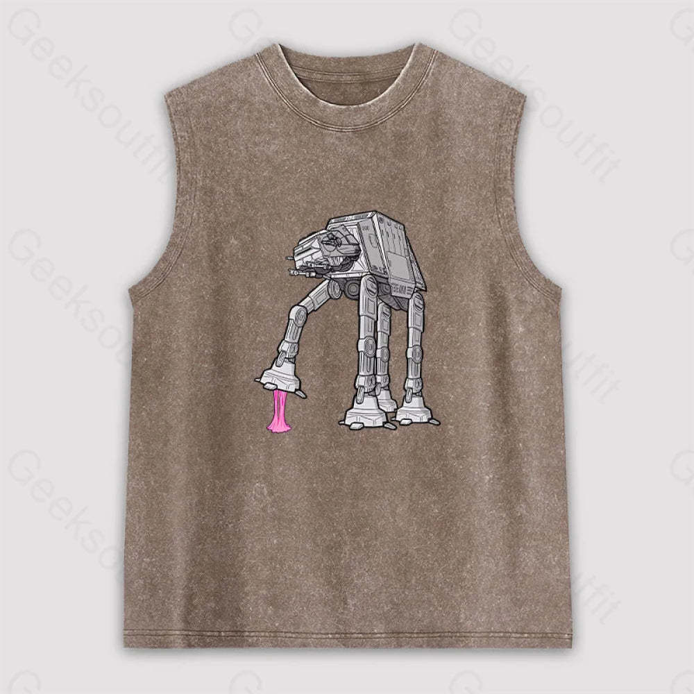 Rebel Gum! Unisex Washed Tank Brown / S